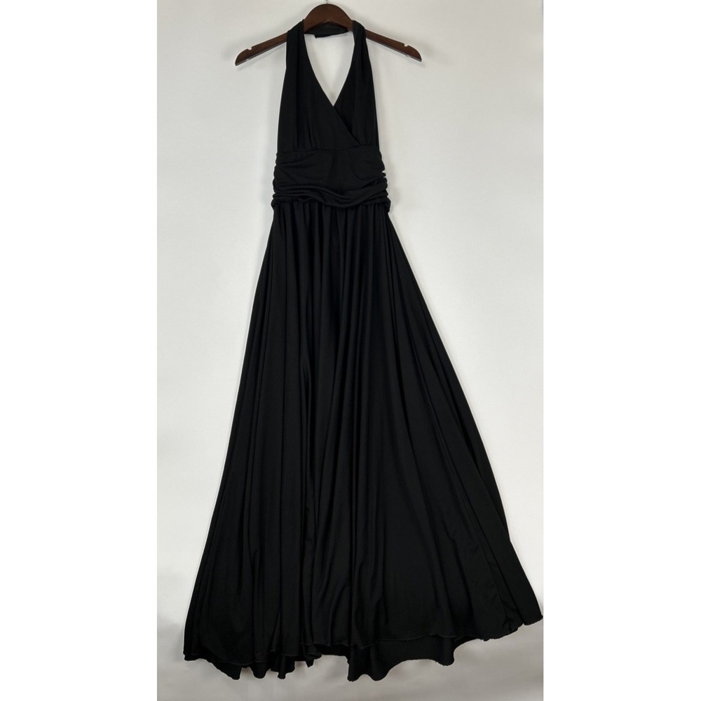 Vintage Rivar's‎ Womens Babydoll Halter Maxi Dress Size 7/8 Black Whimsygoth Y2K